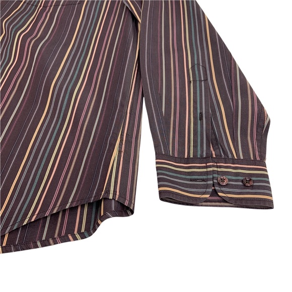Faconnable Long Sleeve Button Down Shirt Facoclub Vertical Stripe - Picture 3 of 5